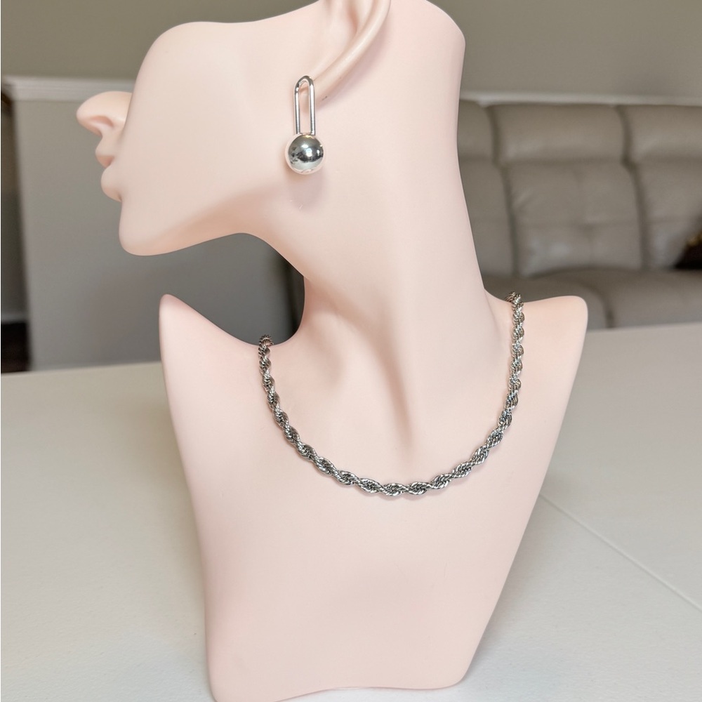 Classic Silver Rope Chain Necklace - Picture 4 of 12